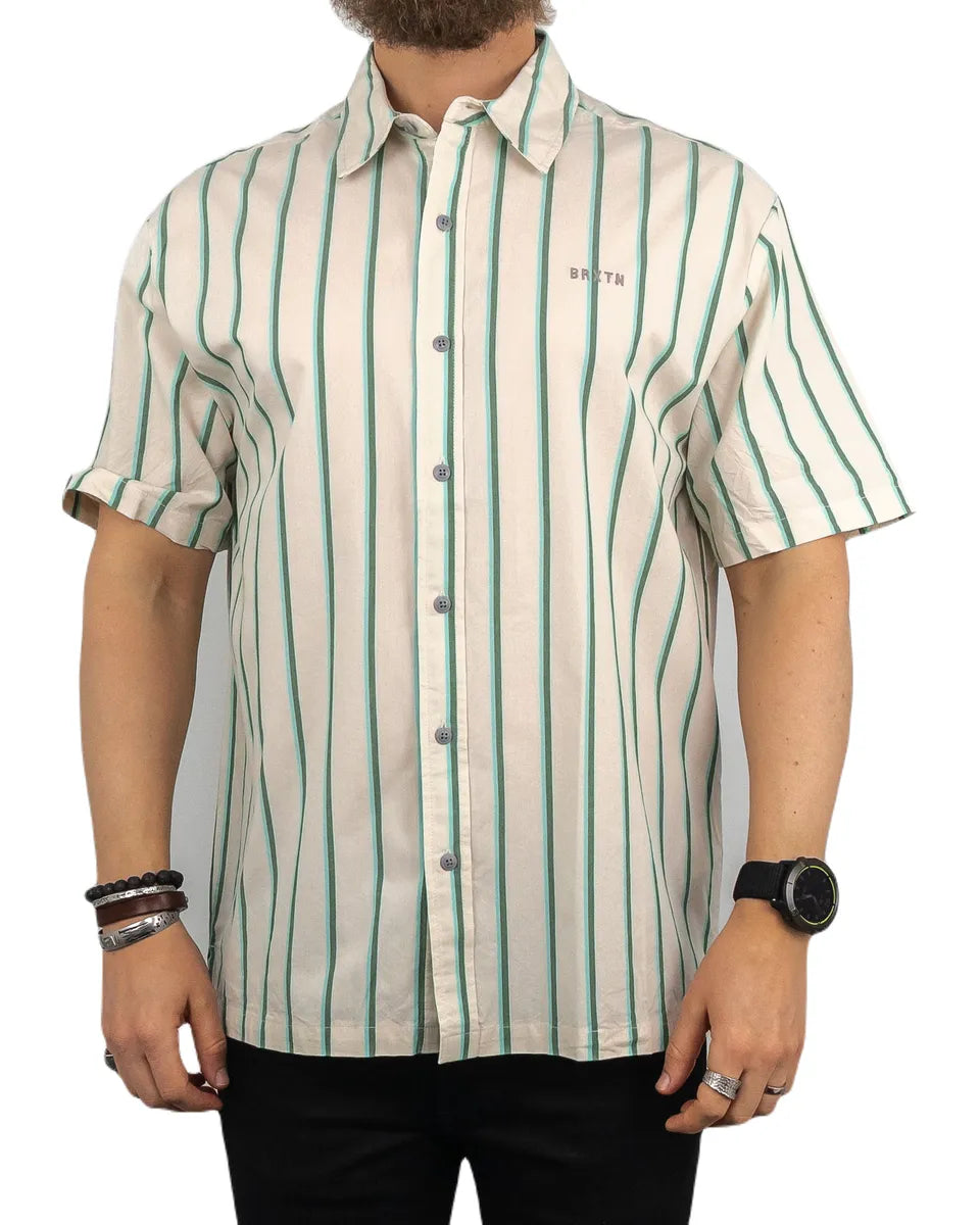 Brixton - Kortärmad Skjorta - Randig Cru Stripe - Vit