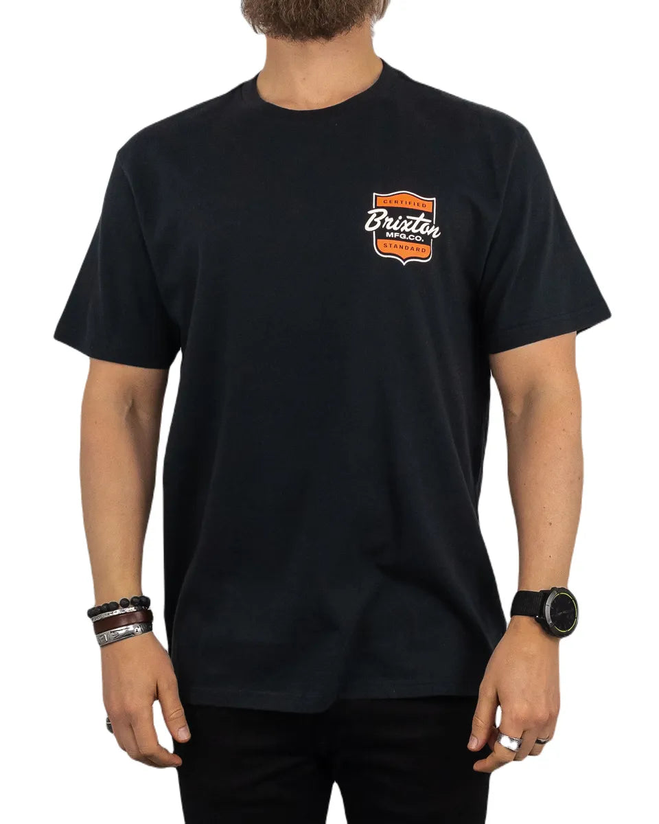 Brixton - T-Shirt med Ryggtryck - Brooker Certified - Svart