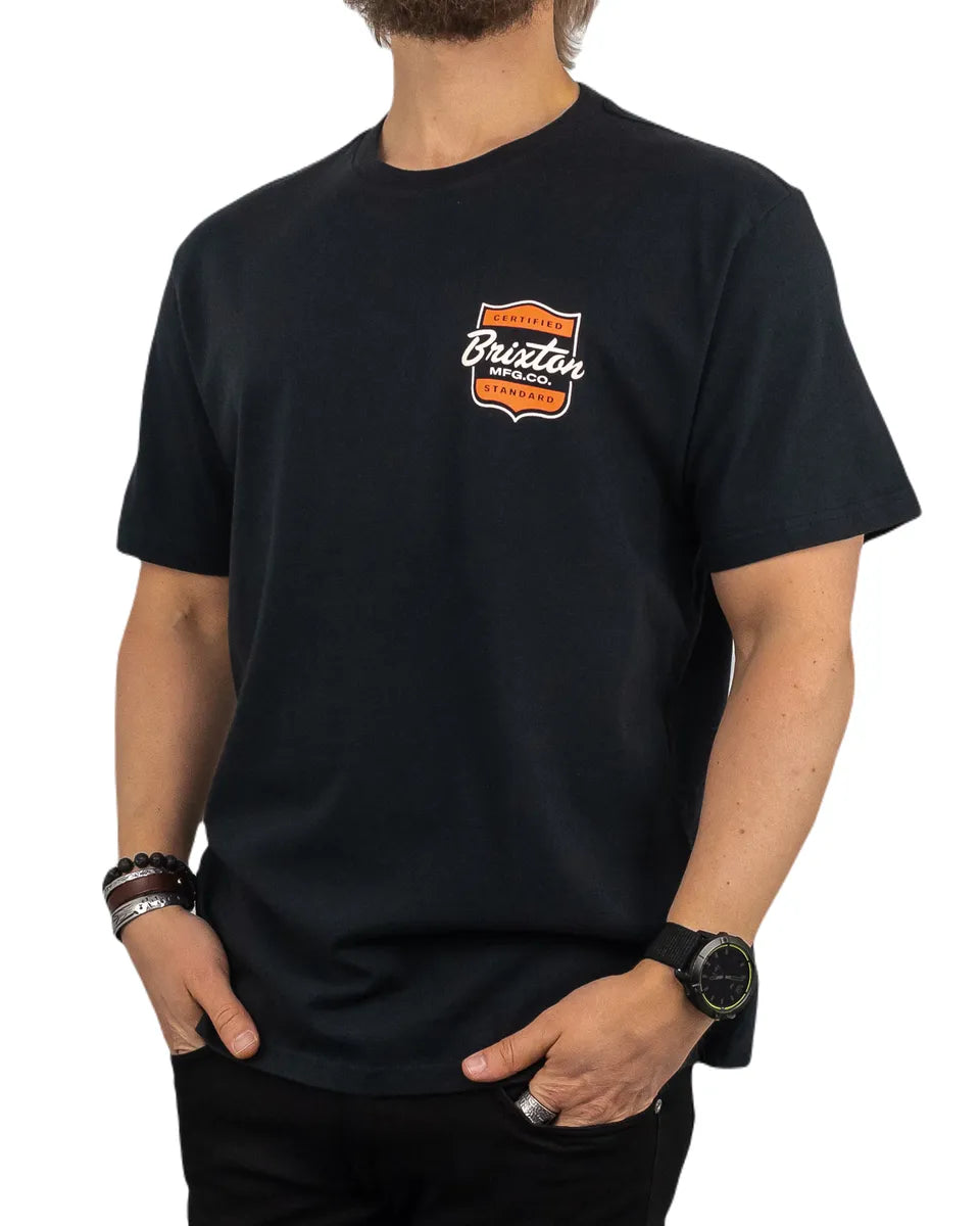 Brixton - T-Shirt med Ryggtryck - Brooker Certified - Svart