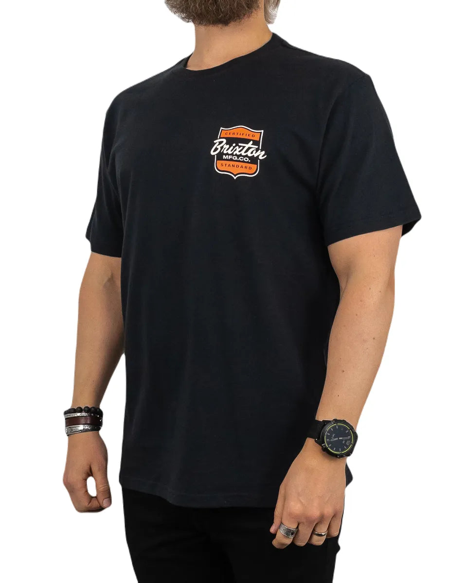 Brixton - T-Shirt med Ryggtryck - Brooker Certified - Svart