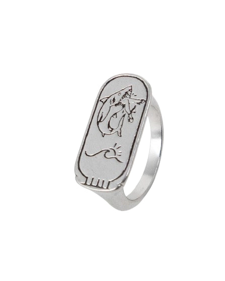 Jernhest - Haman Ring med haj - Opolerad Silver