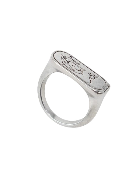 Jernhest - Haman Ring med haj - Opolerad Silver