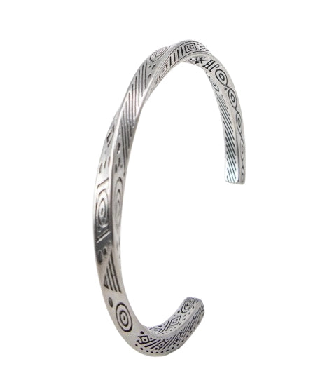 Jernhest - Tomb Armband - Skruvad Armlänk - Opolerad Silver