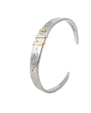 Jernhest - Flats Armband - Oxiderad Silver med Guld band