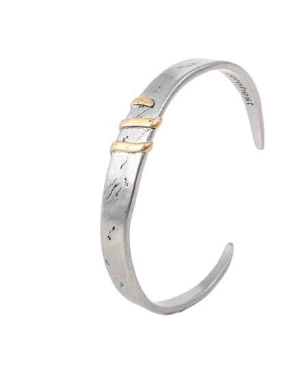 Jernhest - Flats Armband - Oxiderad Silver med Guld band