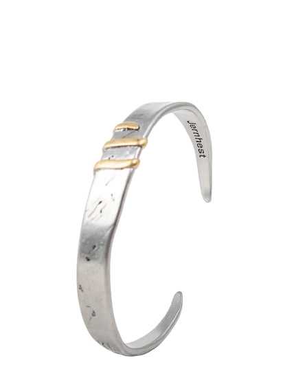 Jernhest - Flats Armband - Oxiderad Silver med Guld band