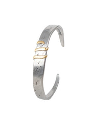 Jernhest - Flats Armband - Oxiderad Silver med Guld band