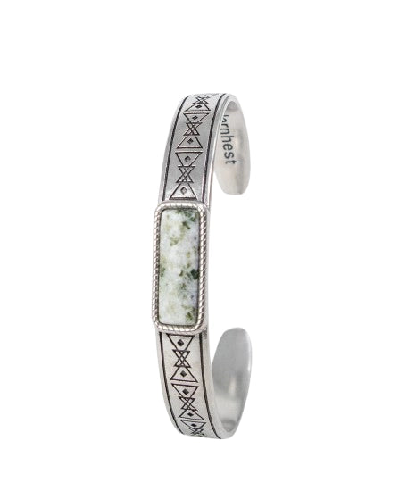 Jernhest - Forsjo Armband - Armlänk med Kolmårdsmarmor - Opolerad Silver
