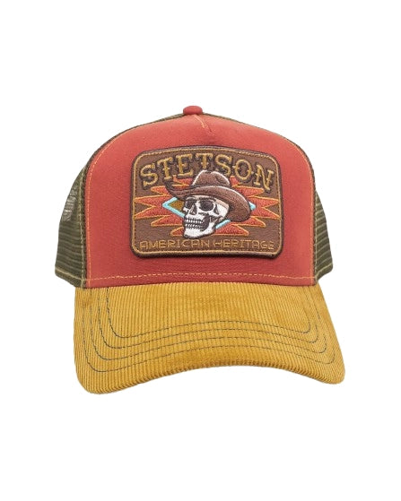 Stetson - Trucker Keps Skull med Manchester Skärm - Brun/Röd