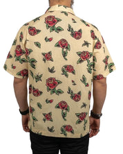 Santa Cruz - Kortärmad Skjorta Rosor Print - Flash Roses - Beige