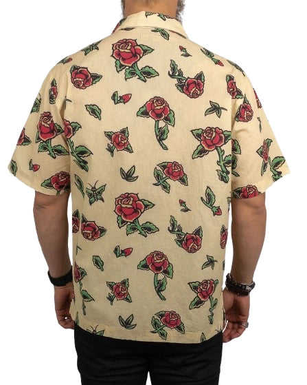 Santa Cruz - Kortärmad Skjorta Rosor Print - Flash Roses - Beige