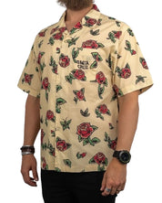 Santa Cruz - Kortärmad Skjorta Rosor Print - Flash Roses - Beige