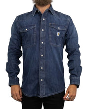Carhartt - Denim Skjorta med Tryckknappar - Wyatt - Blå