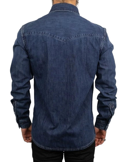 Carhartt - Denim Skjorta med Tryckknappar - Wyatt - Blå