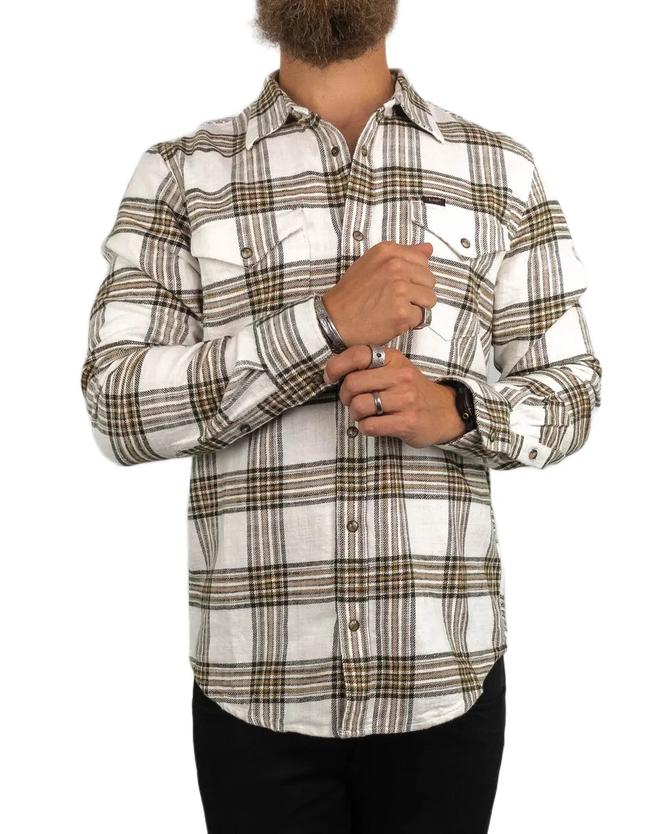 Lee - Rutig Flanellskjorta med Tryckknappar- Clean Western Shirt - Vit