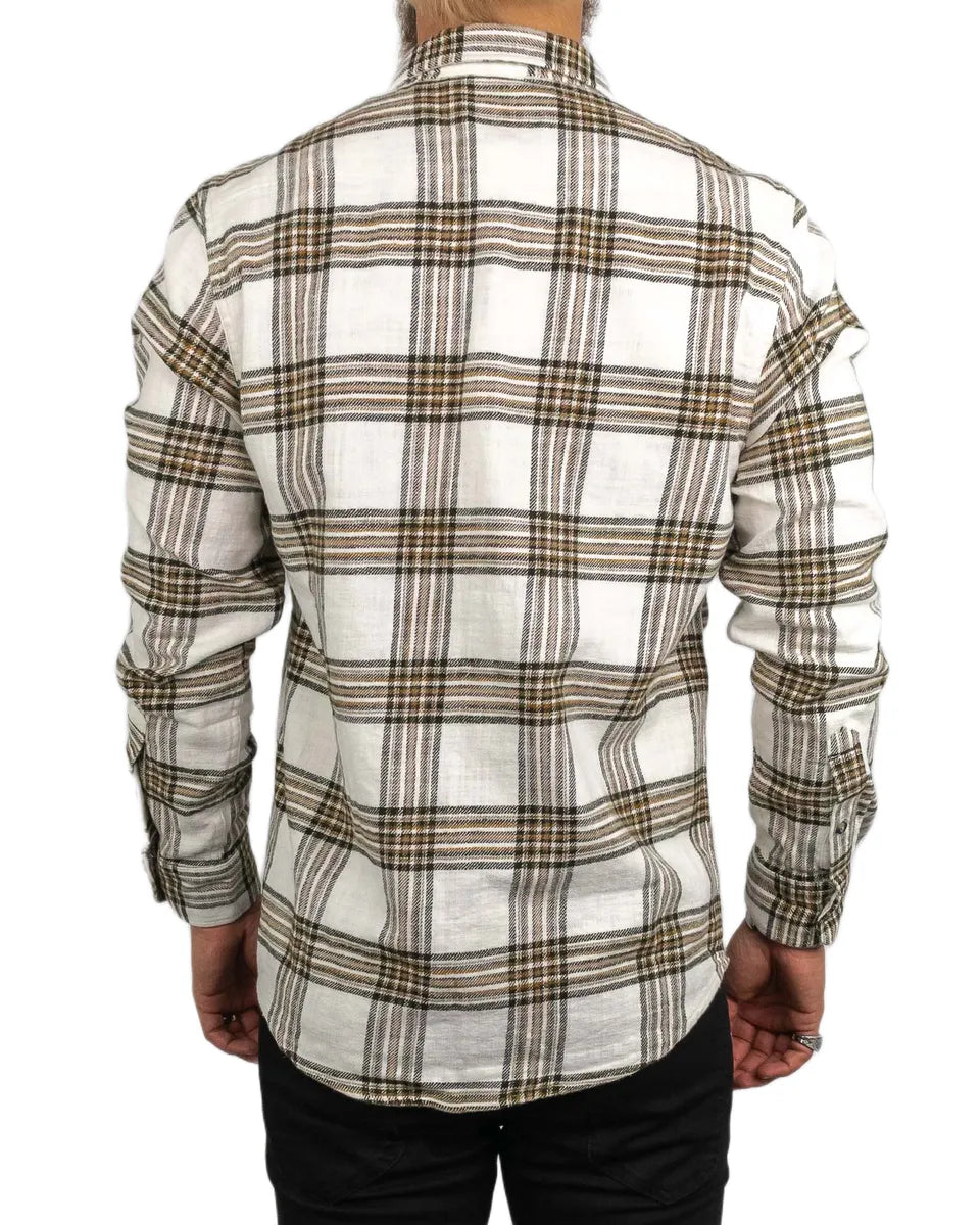 Lee - Rutig Flanellskjorta med Tryckknappar- Clean Western Shirt - Vit