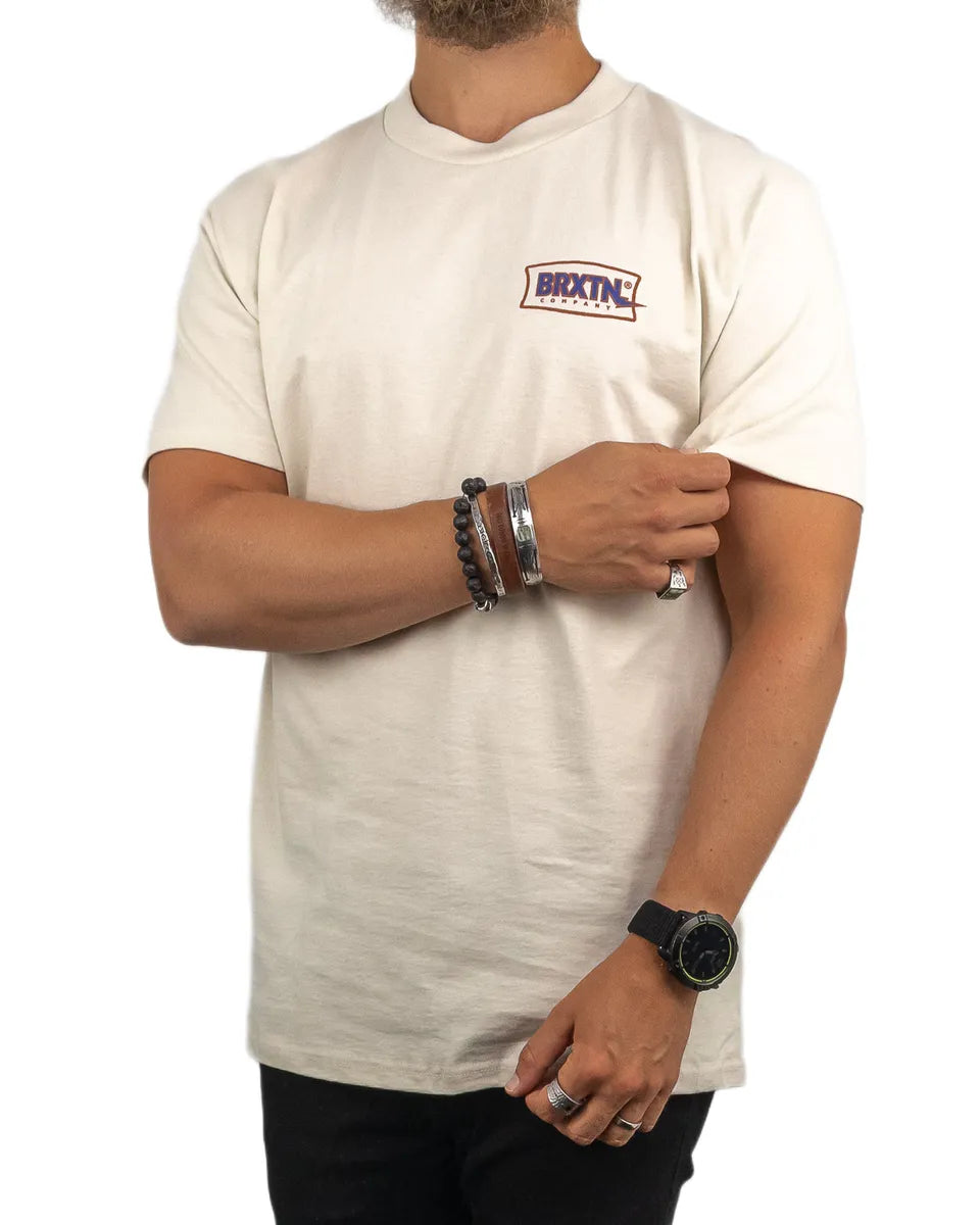 Brixton - T-Shirt - Blå blixt - Lightning - Beige