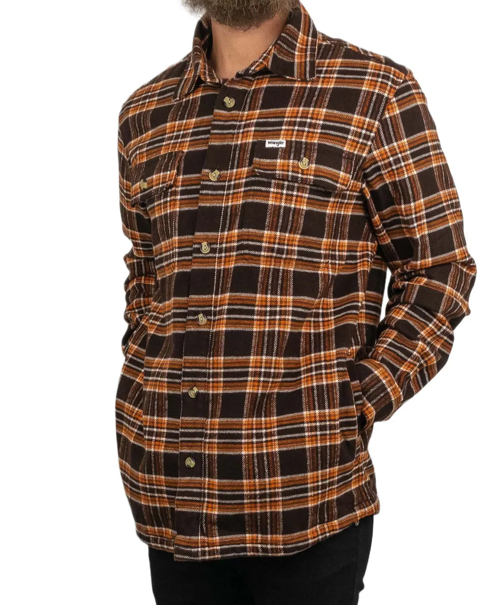 Wrangler - Flanell Skjorta Rutig - Heavyweight Overshirt - Brun