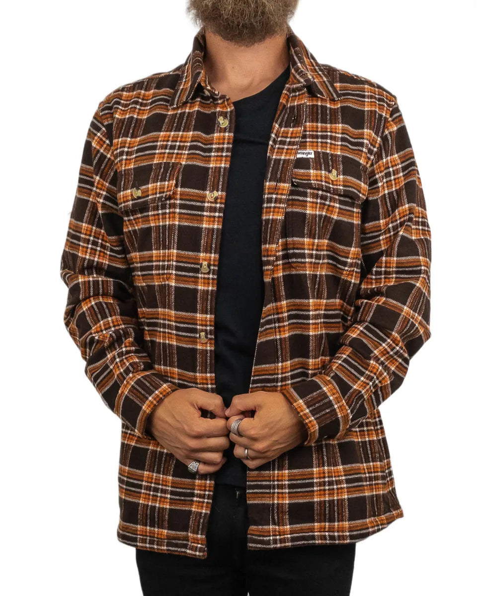 Wrangler - Flanell Skjorta Rutig - Heavyweight Overshirt - Brun