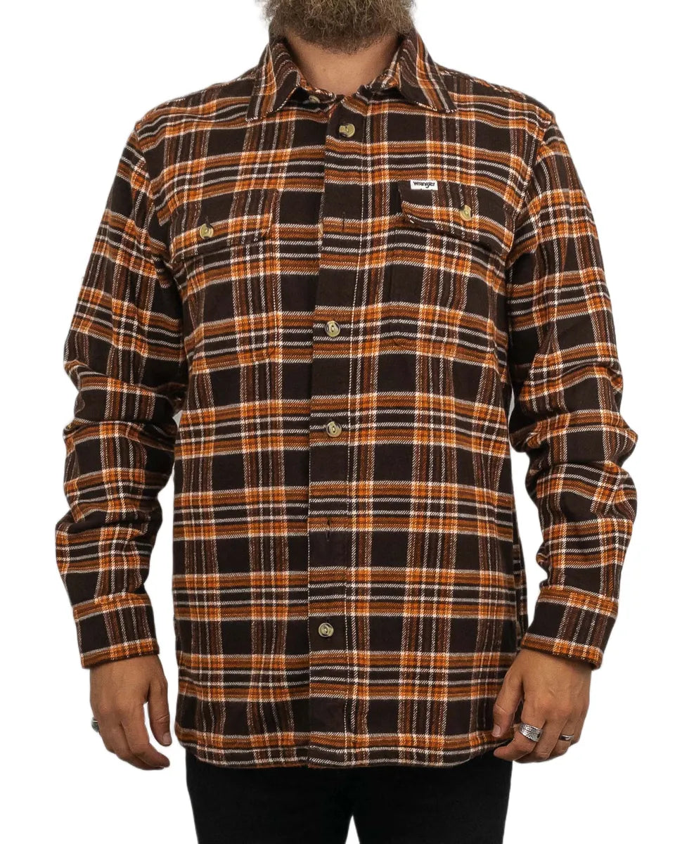 Wrangler - Flanell Skjorta Rutig - Heavyweight Overshirt - Brun