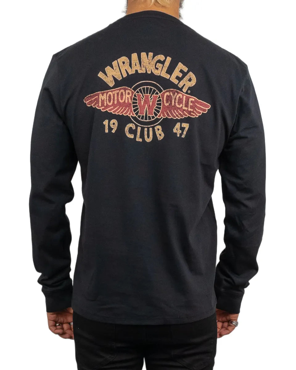 Wrangler - Långärmad T-Shirt - Americana Motorcykel - Svart