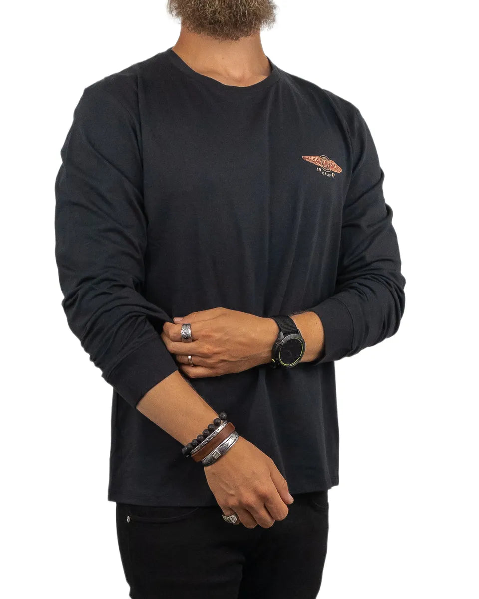 Wrangler - Långärmad T-Shirt - Americana Motorcykel - Svart