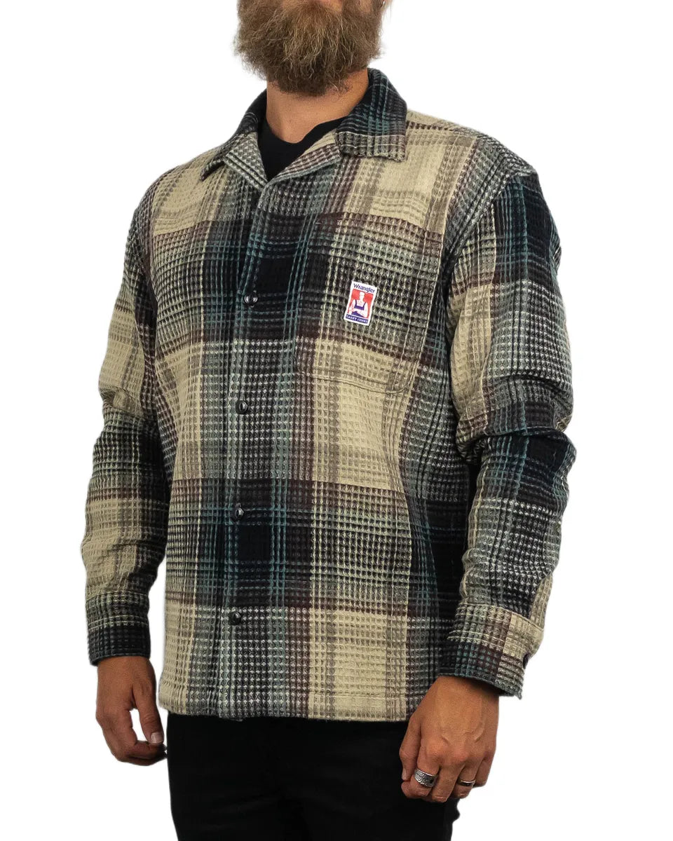 Wrangler - Skjorta Våfflad - Overshirt - Casey Jones CJ Resort - Beige/Blå