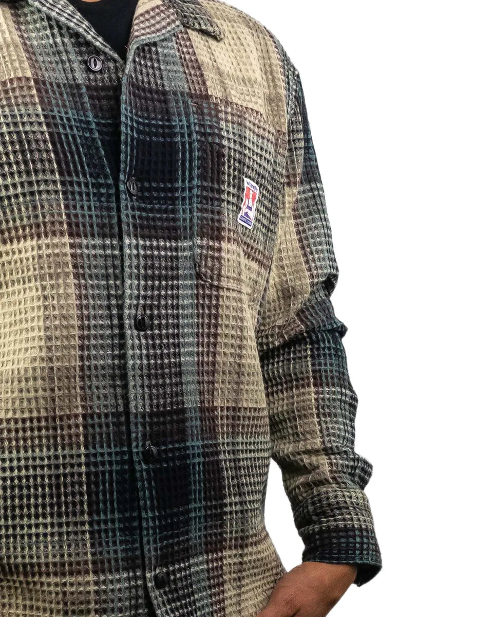 Wrangler - Skjorta Våfflad - Overshirt - Casey Jones CJ Resort - Beige/Blå