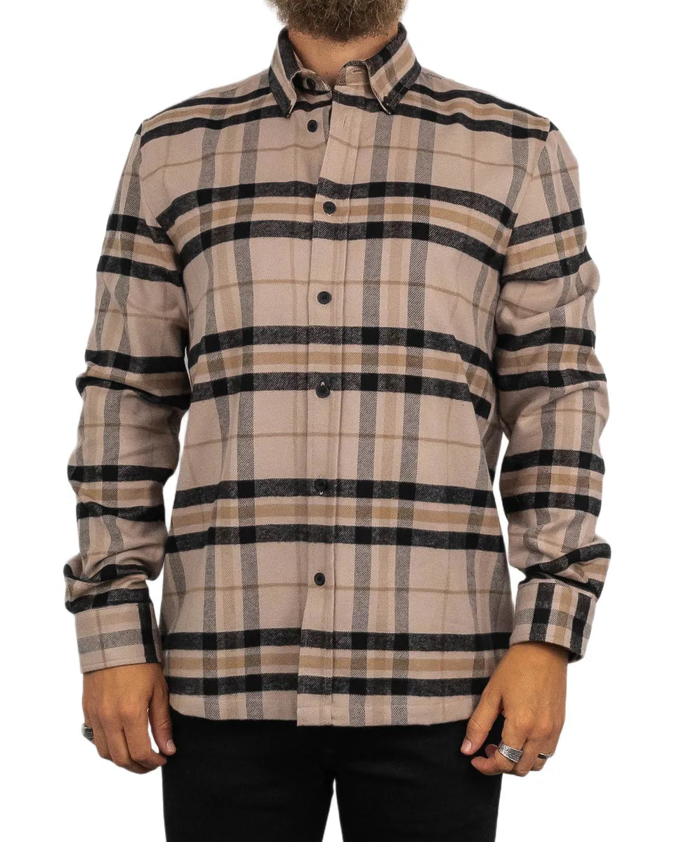 Resteröds - Flanellskjorta Randig - Woody - Beige