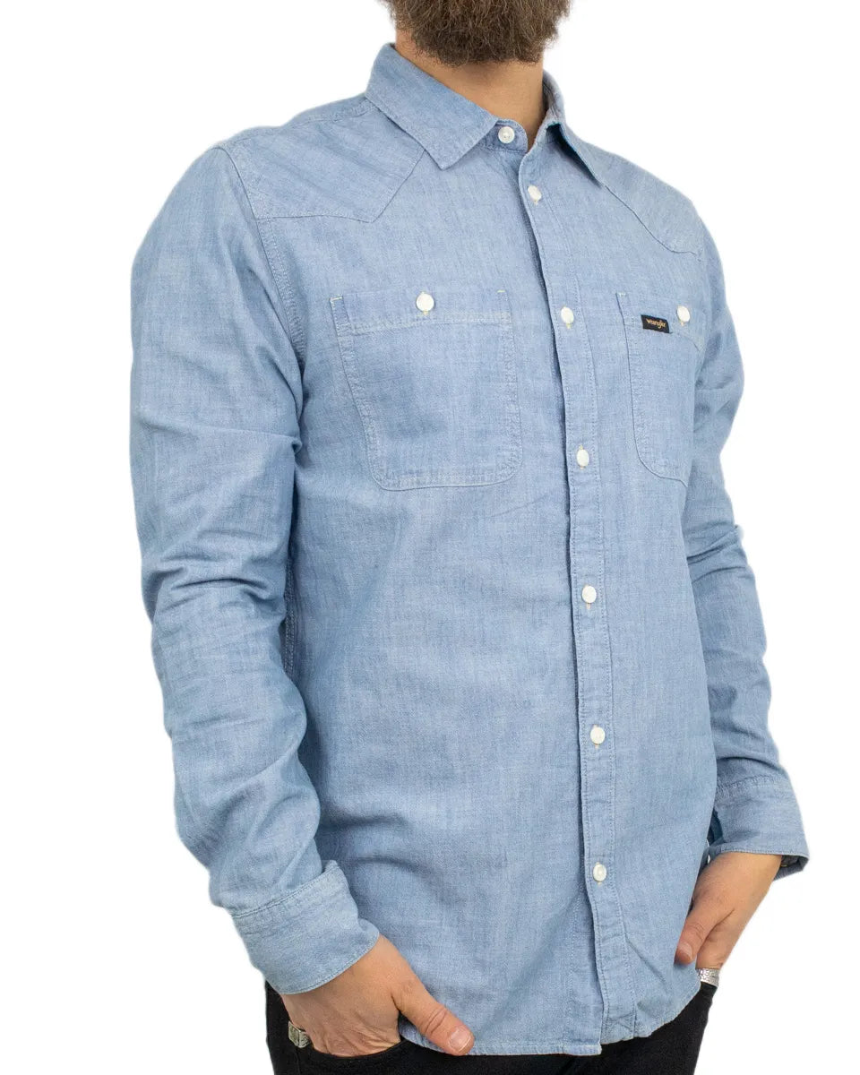 Wrangler - Skjorta - Chambray - Blå