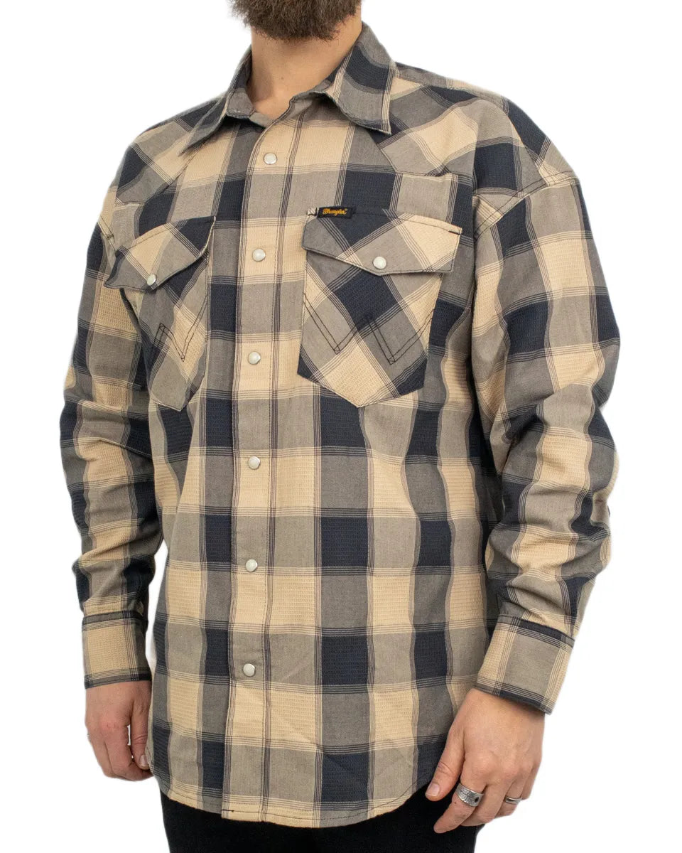 Wrangler - Skjorta - Rutig Oversized Western - Curds - Beige