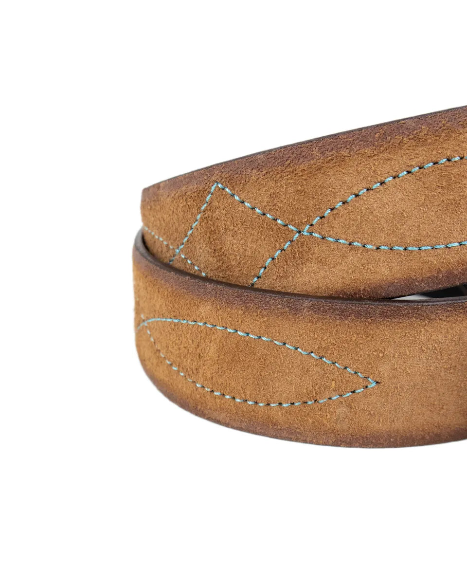 Gianni Franco - Handgjort Läderbälte - Rund Buckle - 422 - Brun