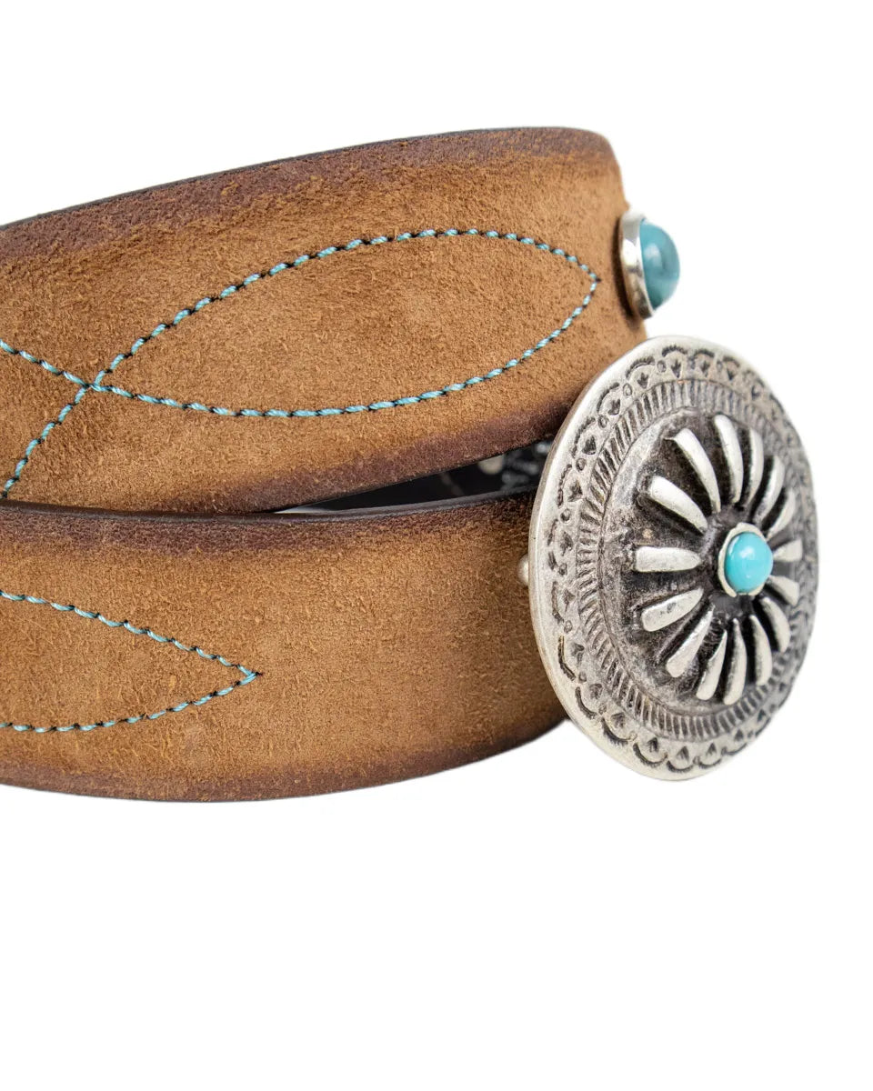 Gianni Franco - Handgjort Läderbälte - Rund Buckle - 422 - Brun