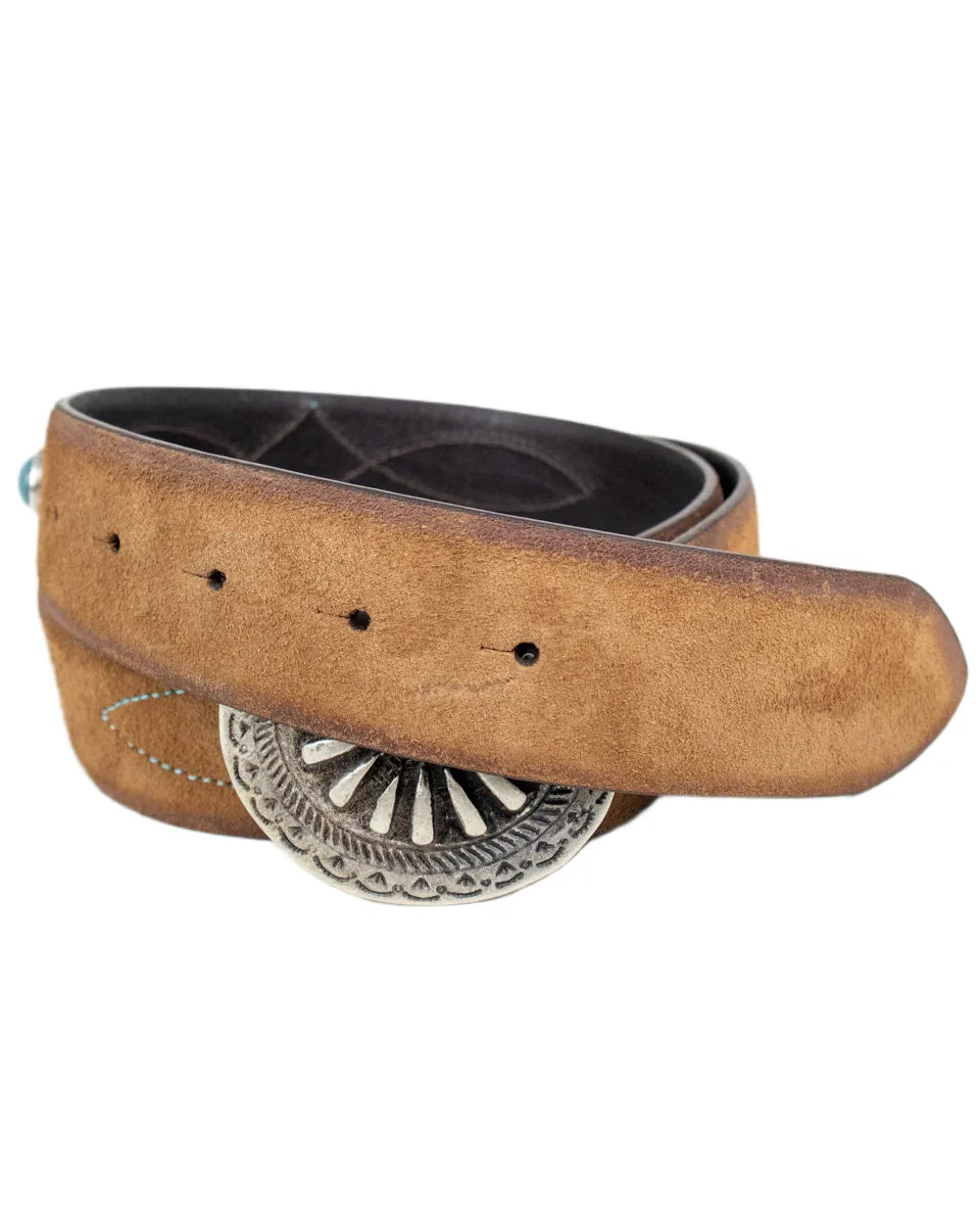 Gianni Franco - Handgjort Läderbälte - Rund Buckle - 422 - Brun