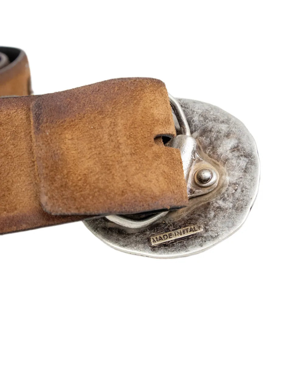 Gianni Franco - Handgjort Läderbälte - Rund Buckle - 422 - Brun