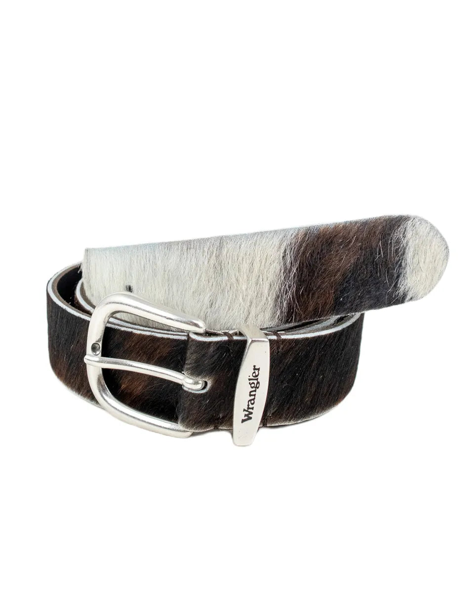 Wrangler -Hair on Hide Läderbälte - Cow - Vit