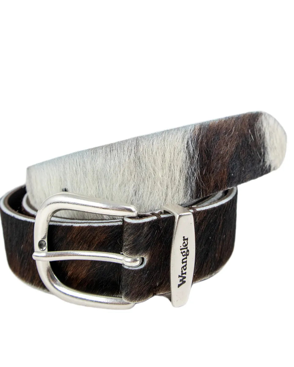 Wrangler -Hair on Hide Läderbälte - Cow - Vit