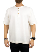 Lee - Kortärmad våfflad Henley - Vit