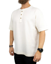 Lee - Kortärmad våfflad Henley - Vit