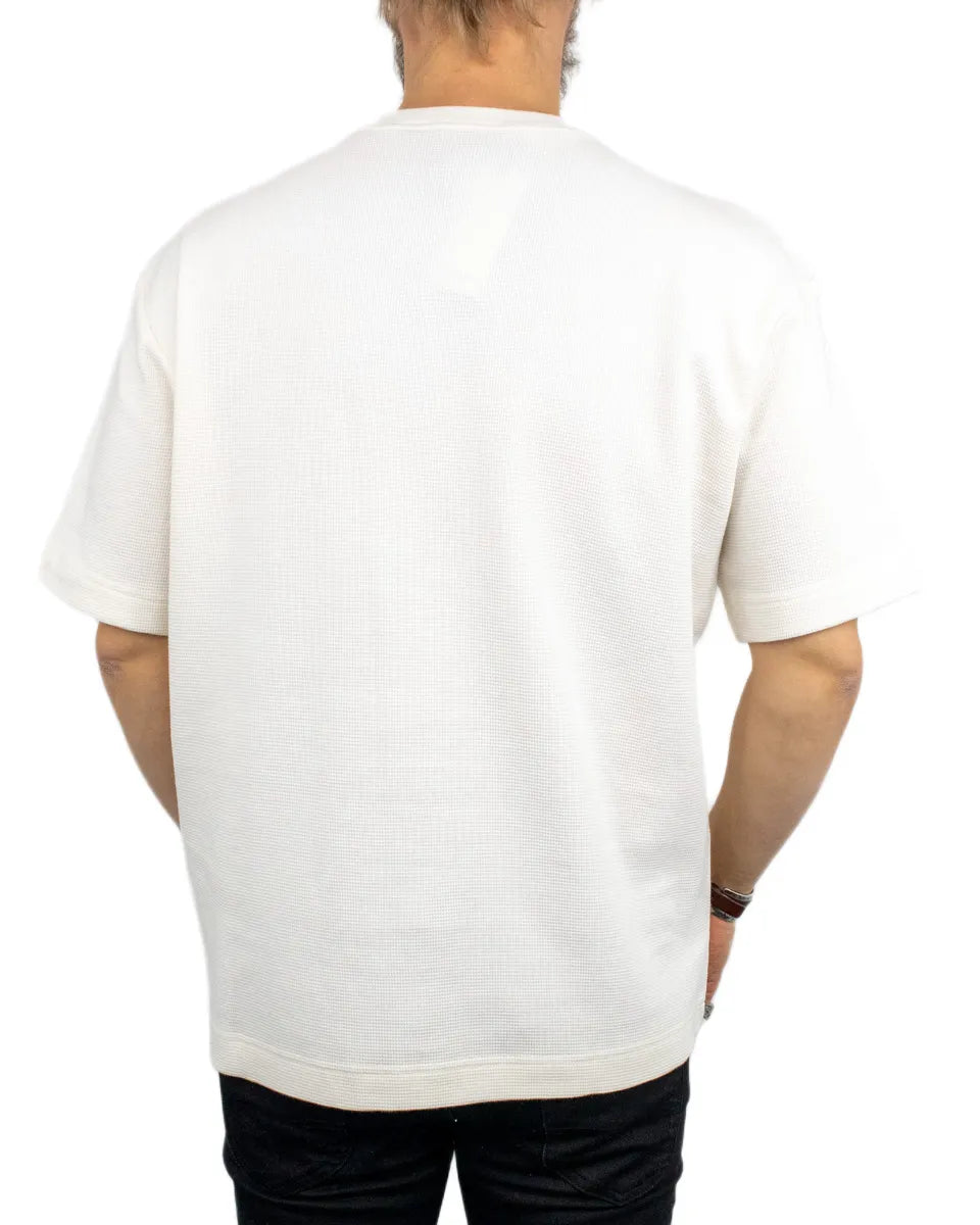 Lee - Kortärmad våfflad Henley - Vit