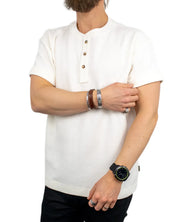 Lee - Kortärmad våfflad Henley - Vit