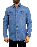 Wrangler - Western Jeansskjorta - Ljusblå