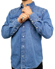 Wrangler - Western Jeansskjorta - Ljusblå