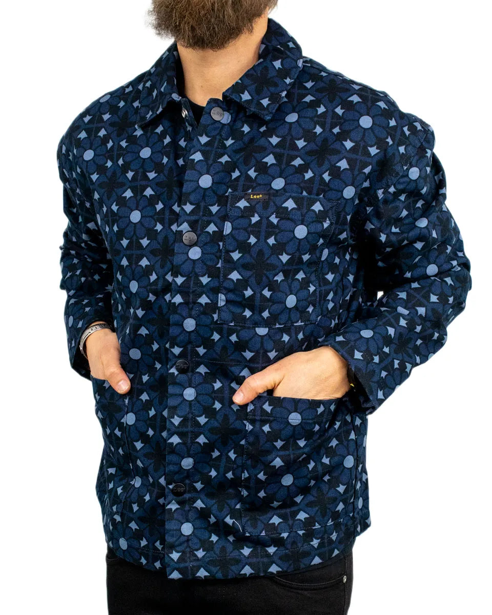 Lee - Jacka med Mönster - Geo Print - Blå