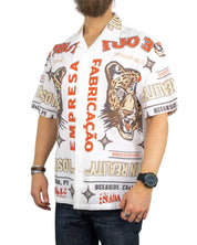 Brixton - Kortärmad Skjorta med Print - Getaway - Leopard - Vit