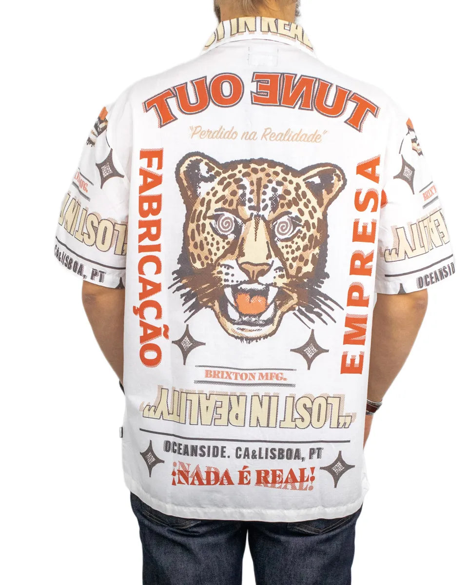 Brixton - Kortärmad Skjorta med Print - Getaway - Leopard - Vit