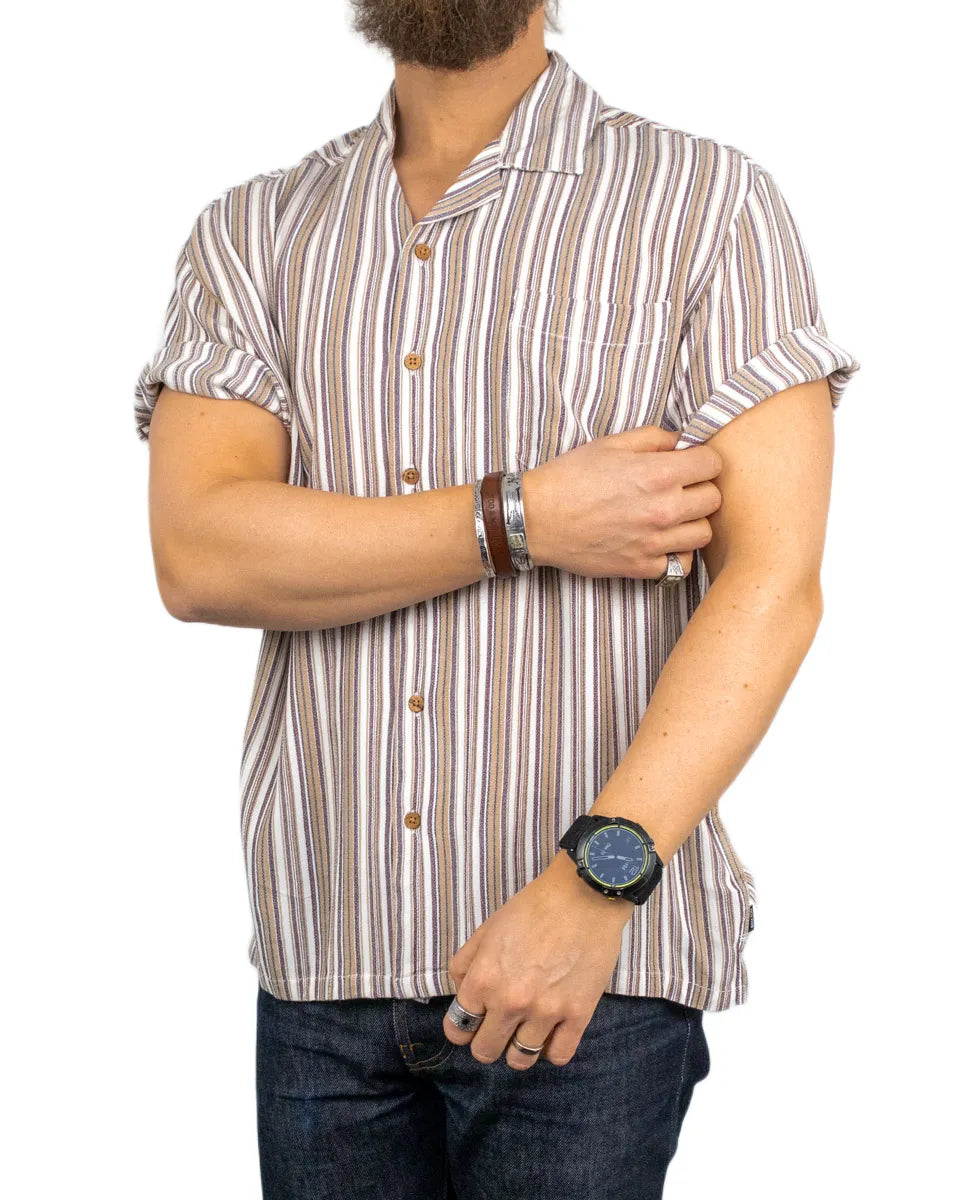 Brixton - Kortärmad Skjorta Randig - Bunker Twisted - Vit