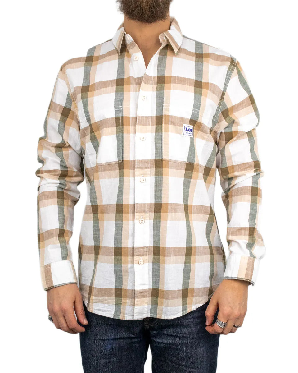 Lee - Skjorta - Workwear Rutig - Oak - Brun/Vit