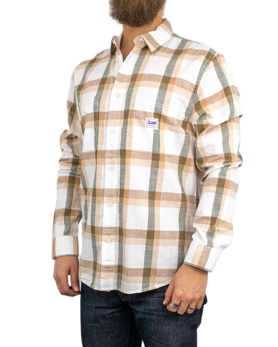 Lee - Skjorta - Workwear Rutig - Oak - Brun/Vit