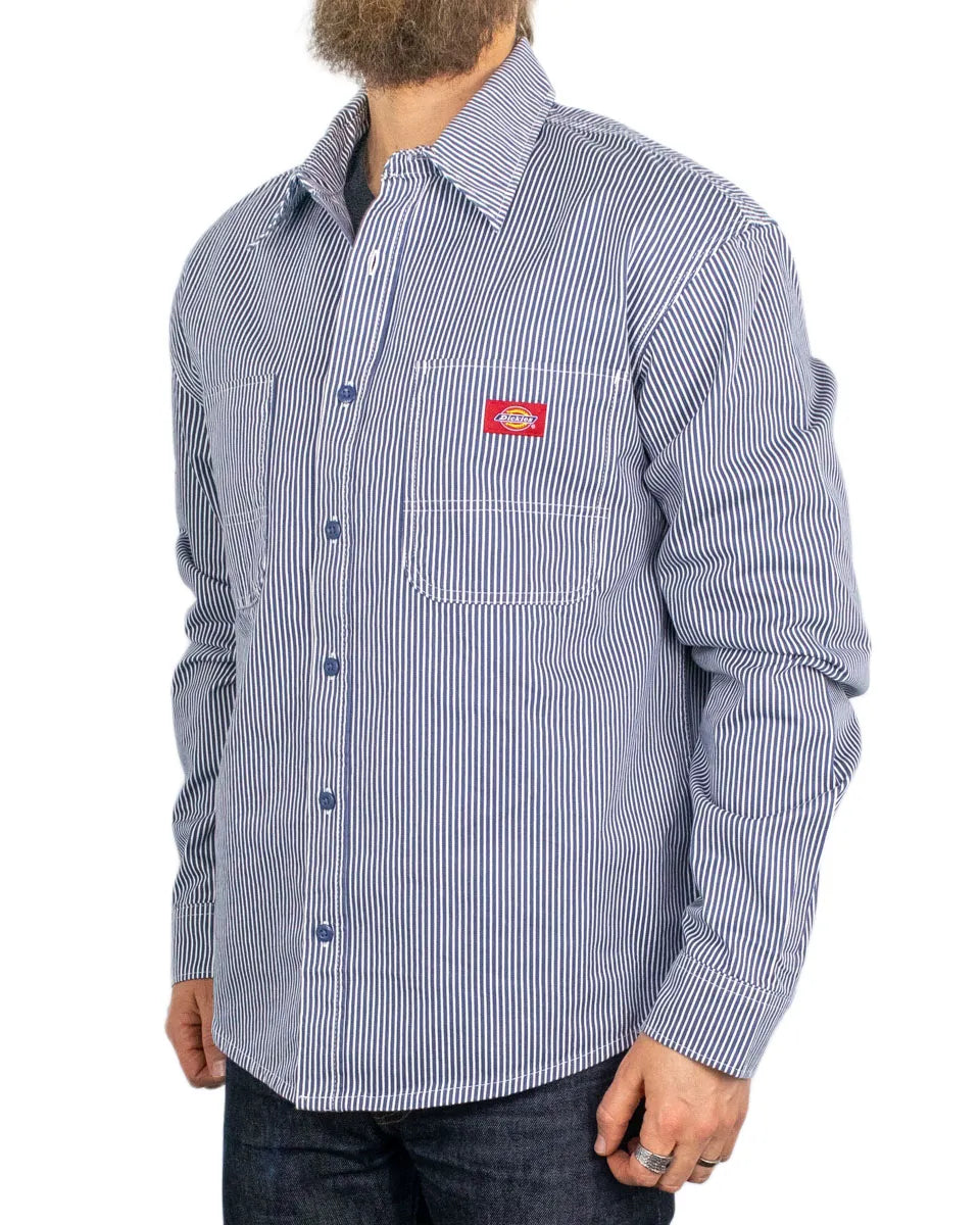 Dickies - Skjorta Randig - Hickory Work - Indigo Blå